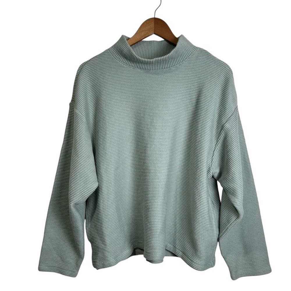Madewell Women’s M Sage Funnelneck Drop-Shoulder Knit Sweater Top Style#NI096